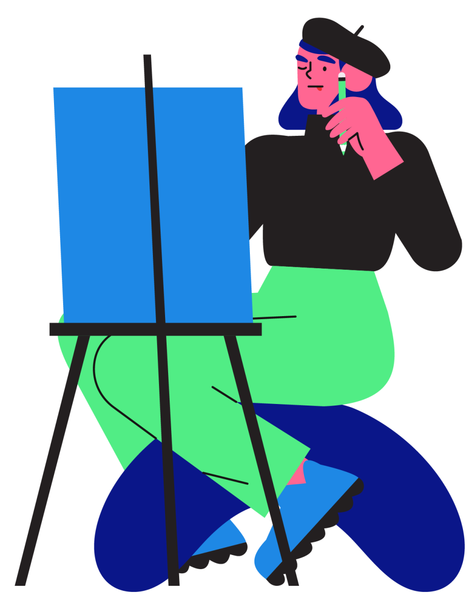 Schilder maakt een schilderij