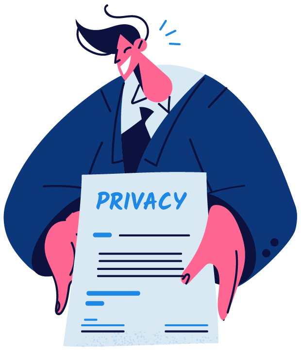 Illustratie van een man met een een privacy verklaring
